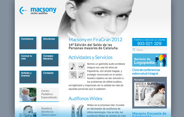 Diseño web Macsony centro auditivo